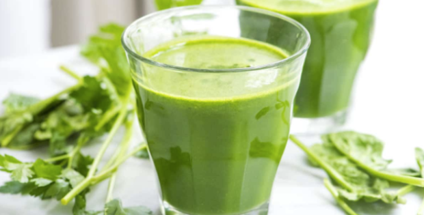 2 glasses of fresh green vegetable juice