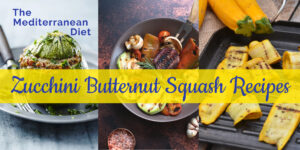 Assorted dishes featuring zucchini in Mediterranean diet recipes.